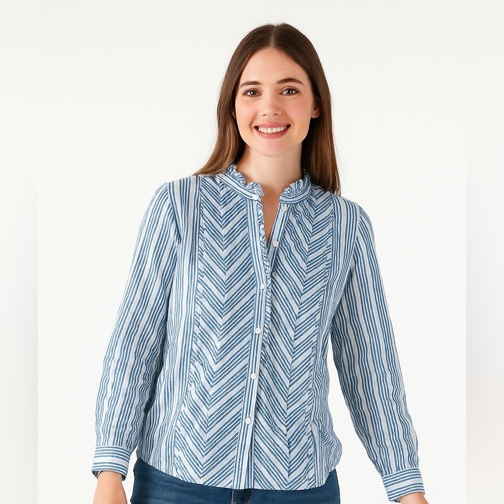 Sundance Blue and White Striped Button Down Shirt